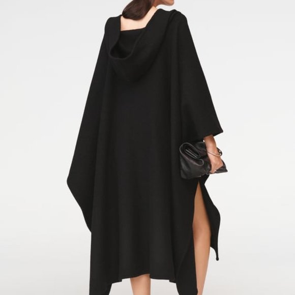 Zara 100% Wool Oversized Poncho Steven Meisel Black Size M-L - Picture 2 of 13